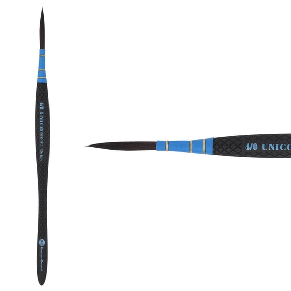 Borciani e Bonazzi Infinito Synthetic Quill Liner Watercolor Brush - Size # 4x0 w/ Patented Hidro Hair - Watercolor Artist Brushes - Non-Slip, Anti-Roll Handle - Handcrafted in Italy