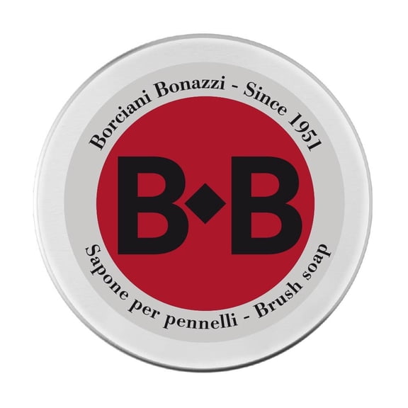 Borciani e Bonazzi Vegetable Brush Soap, 100g - All-Natural Paintbrush Cleaner - Gentle, Deep Cleansing, Restores & Conditions Delicate Brushes, w/ Aluminum Tin