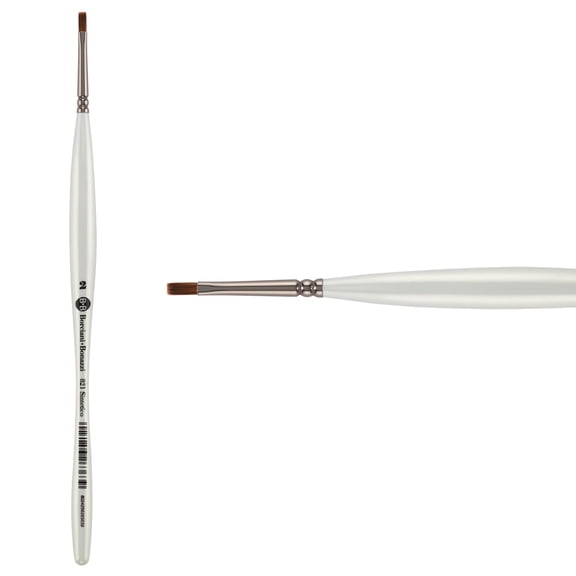 Borciani e Bonazzi Unico Fiamatto Synthetic Series 821 Paint Brush, Flat Size 2 - For Acrylic and Watercolor Painting - Ergonomic Handle, Animal-Friendly, Brass Ferrule, Handcrafted in Italy