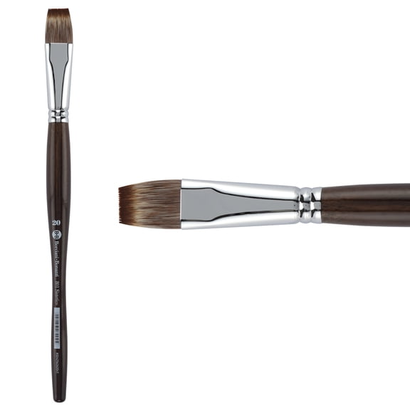 Borciani e Bonazzi Unico Synthetic Mongoose Artist Paint Brush - Series 801 Flat - Size #20 - Watercolors, Oil & Acrylic Paint - Handcrafted in Italy, Anti-Roll Design, Ergonomic Medium Handle