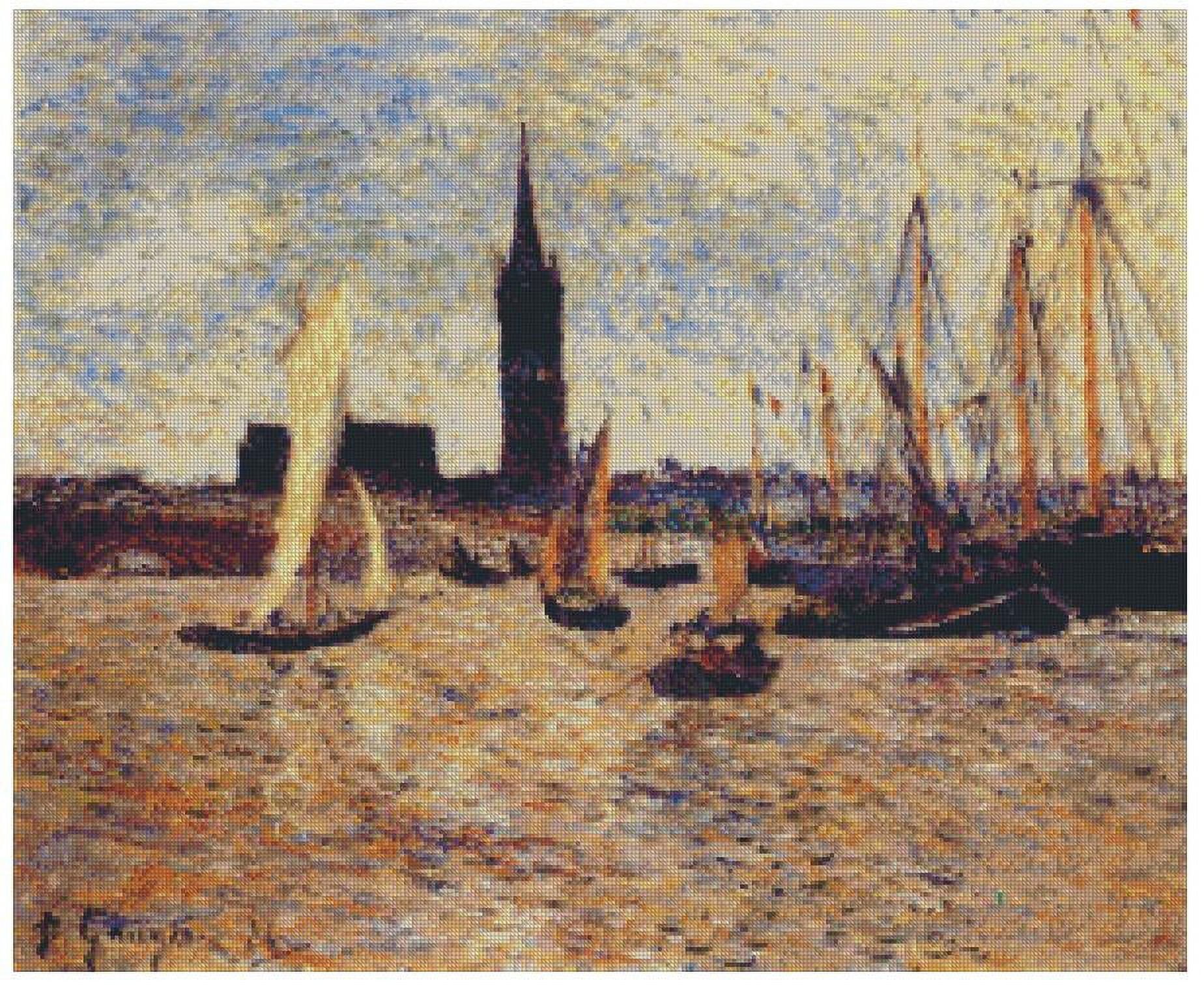 Bordeaux Harbour Cross Stitch Kits, 14 Count, 300x250 Stitch, 54x46cm, Warm Tropic Gauguin Color, Egyptian Cotton Thread, Double Yarn aida Fabric, Counted Cross Stitch Kit