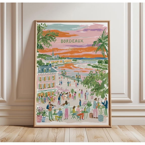 Bordeaux Riverside City Print Wall Art Decor, Unframed Paper Print