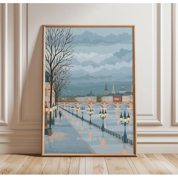 Bordeaux Riverside City Print Wall Art Decor, Unframed Paper Print