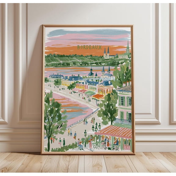 Bordeaux Riverside City Print Wall Art Decor, Unframed Paper Print