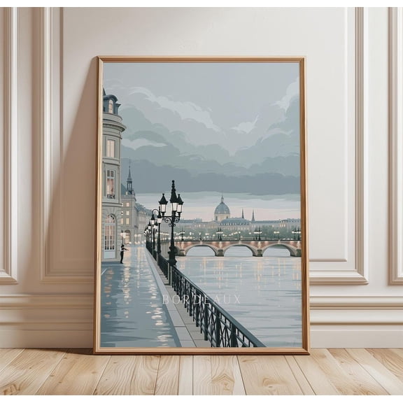 Bordeaux Riverside City Print Wall Art Decor, Unframed Paper Print