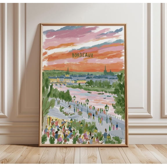 Bordeaux Riverside City Print Wall Art Decor, Unframed Paper Print