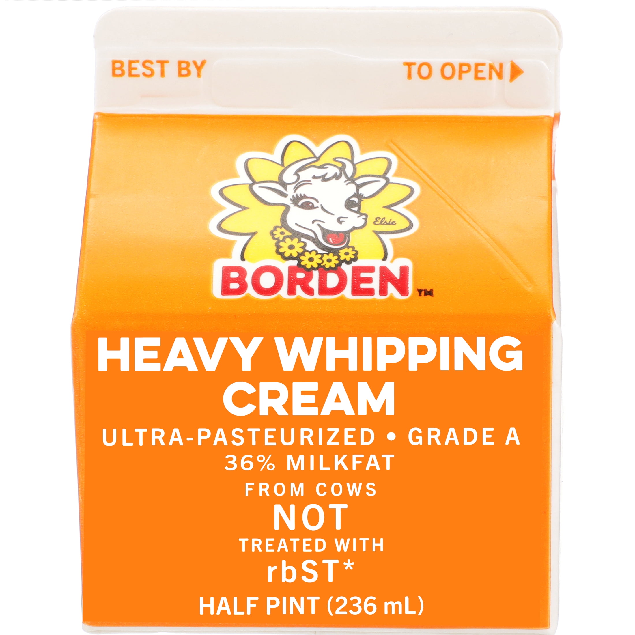Borden 36 Milkfat Heavy Whipping Cream, 0.5 Pint, 8 Fl. oz.