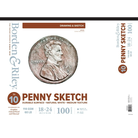 Borden & Riley #10 Penny Sketch Paper Pad, 100 Sheets, 18" x 24"