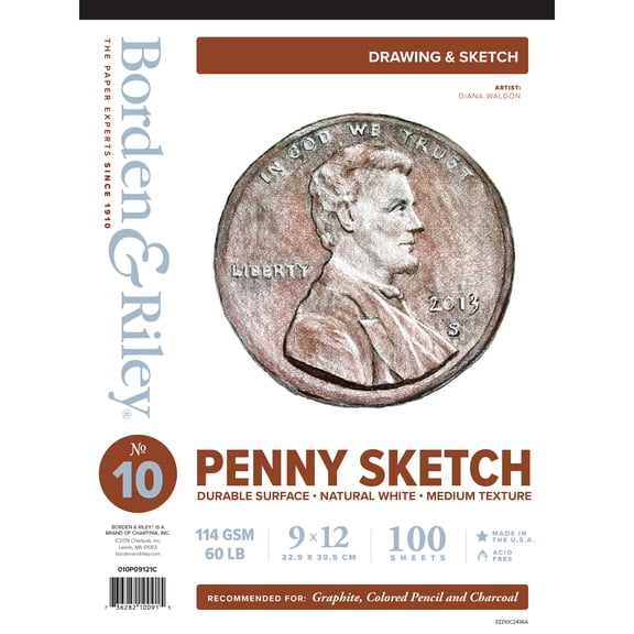 Borden & Riley #10 Penny Sketch Paper Pad, 100 Sheets, 9" x 12"