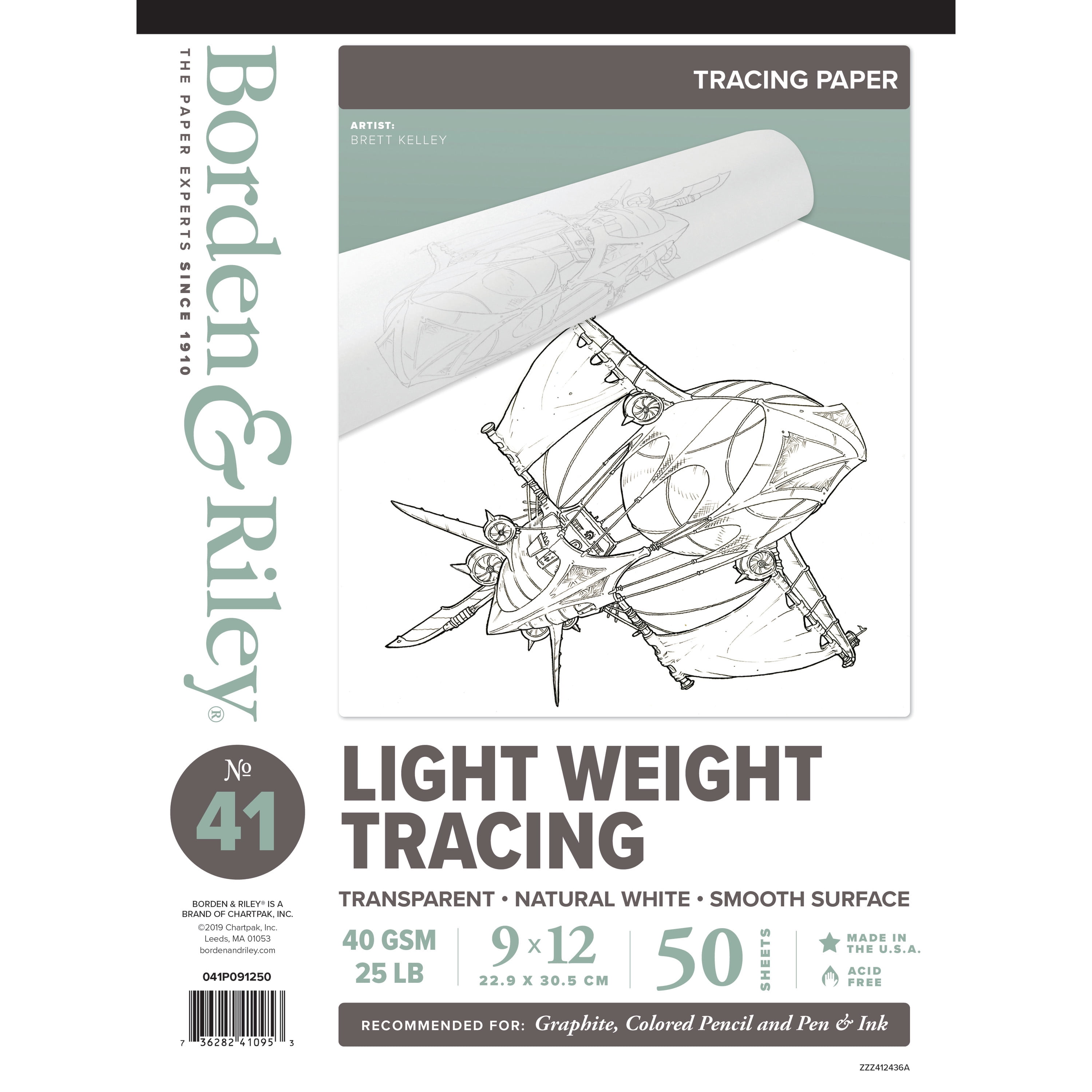 Borden & Riley #840 Kraft Paper Roll, 36 in x 10 yds