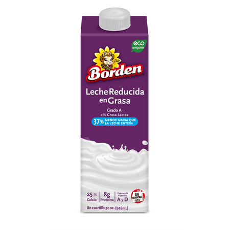 Borden UHT Reduced Fat Milk, 2% Milkfat , 32 oz. Bottle, Shelf Stable