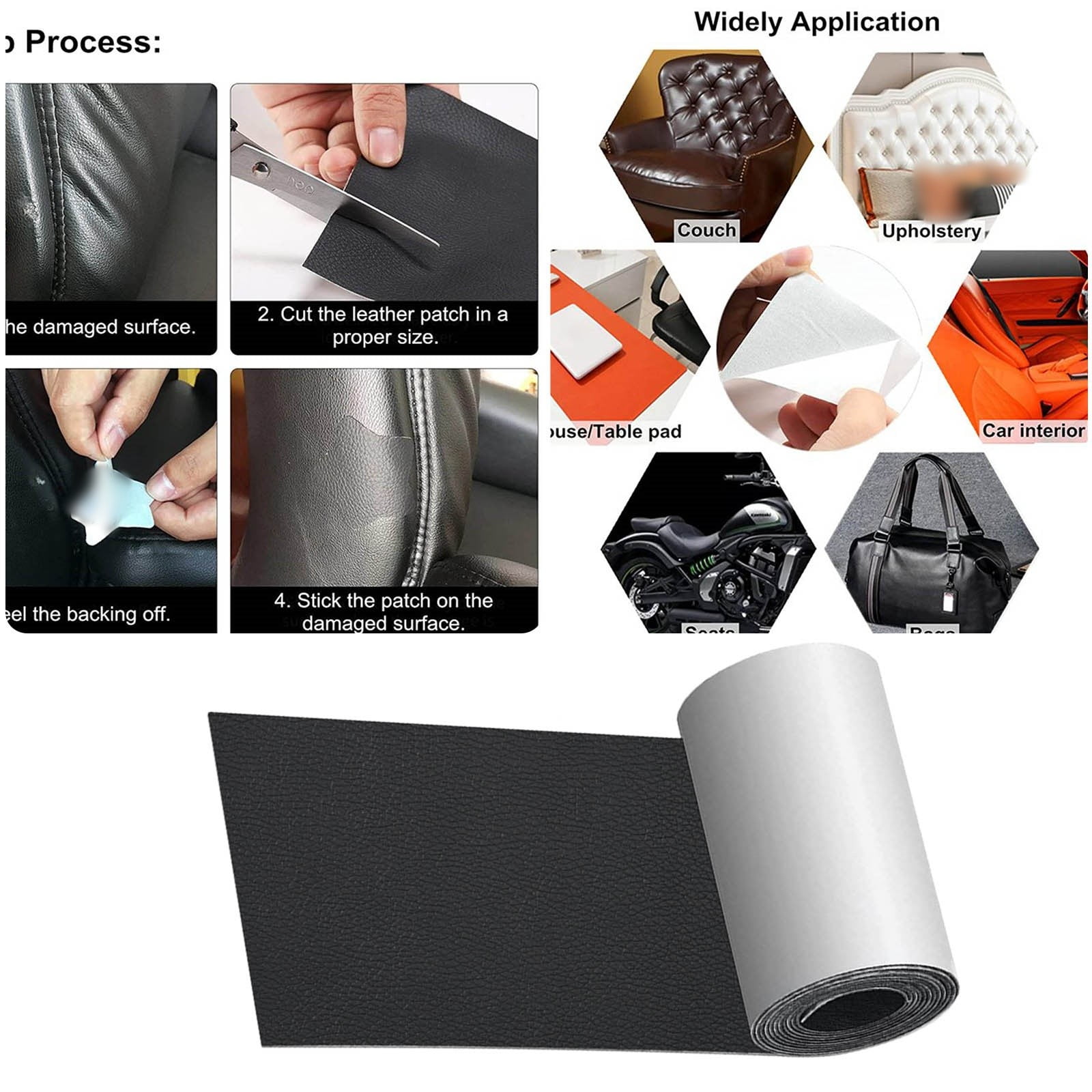 Border 3*60Inch Self Leather Sofa Patch Leather Patch Fabric For Car