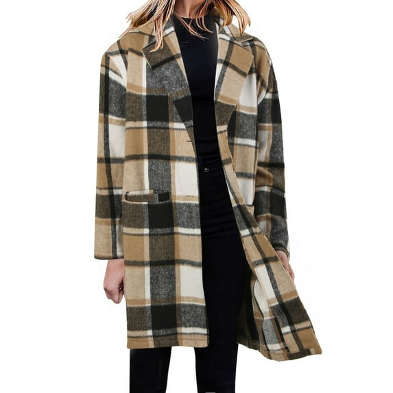 Border Autumn And Winter New Women's Loose Pocket Plaid Fashion Coat