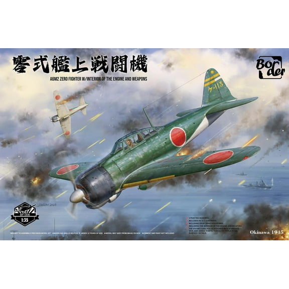 Border BF-006 1/35 Scale A6M2 ZERO FIGHTER W/INTERIOR OF THE ENGINE AND WEAPONS