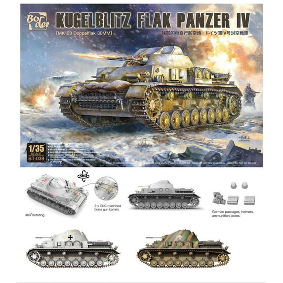 Border BT-039 1/35 Kugelblitz 30mm Mk103 Flakpanzer IV Plastic Model Kit