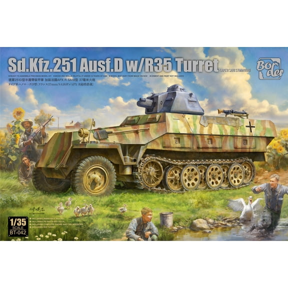 Border BT-042 1/35 Scale Sd.Kfz.251 Ausf.D W/R35 Turret APXR SA18 37MM GUN Model