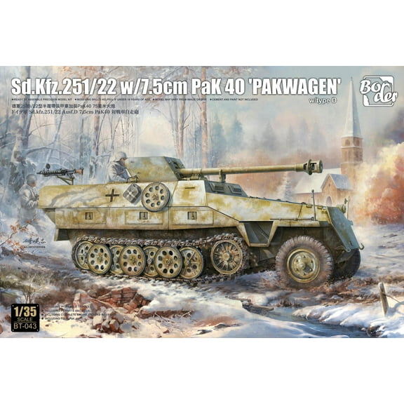 Border BT-043 1/35 Scale Sd.Kfz 251/22 Ausf.D w/7.5cm pak40 `Pakwagen` Model Kit