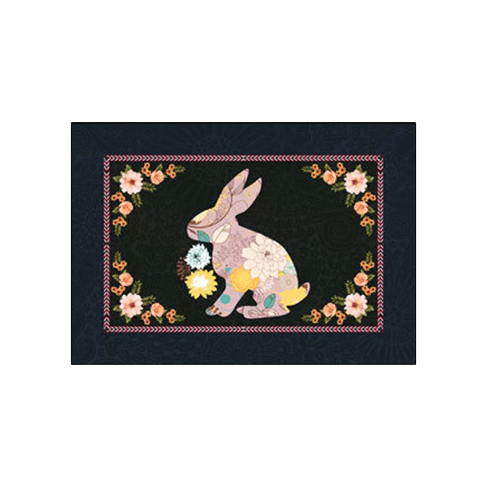 Border British Style Easter Bunny Flowers Dark Blue Living Room Bedroom