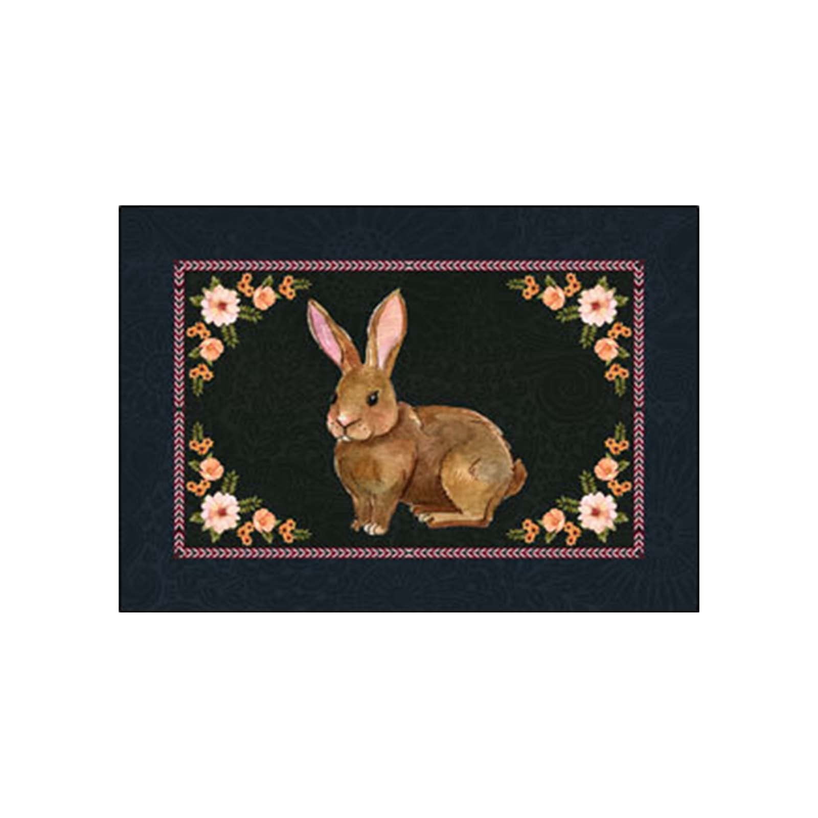 Border British Style Easter Bunny Flowers Dark Blue Living Room Bedroom