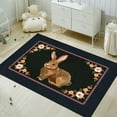 Border British Style Easter Bunny Flowers Dark Blue Living Room Bedroom