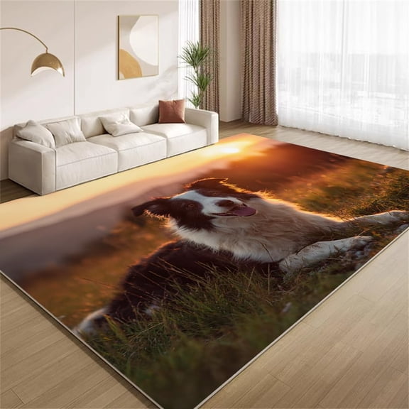 Border Collie Area Rugs, Dog Herding Sheep Pattern Carpet, Washable Non Slip Low Pile Soft Rug for Living Room Bedroom Decor Mat 2x3ft