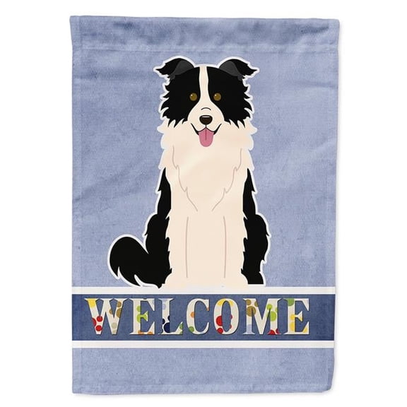Border Collie Black White Welcome Garden Size Flag