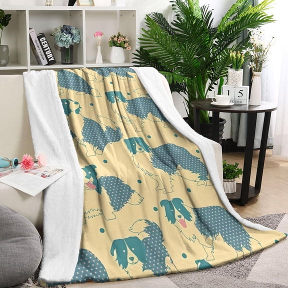 Border Collie Blanket,Comfortable Soft Lamb Wool Throw Blanket,All Season,Warm Lightweight Blankets for Sofa Bed Couch Living Room Chair,60"x80"