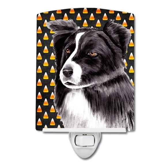 Border Collie Candy Corn Halloween Portrait Ceramic Night Light