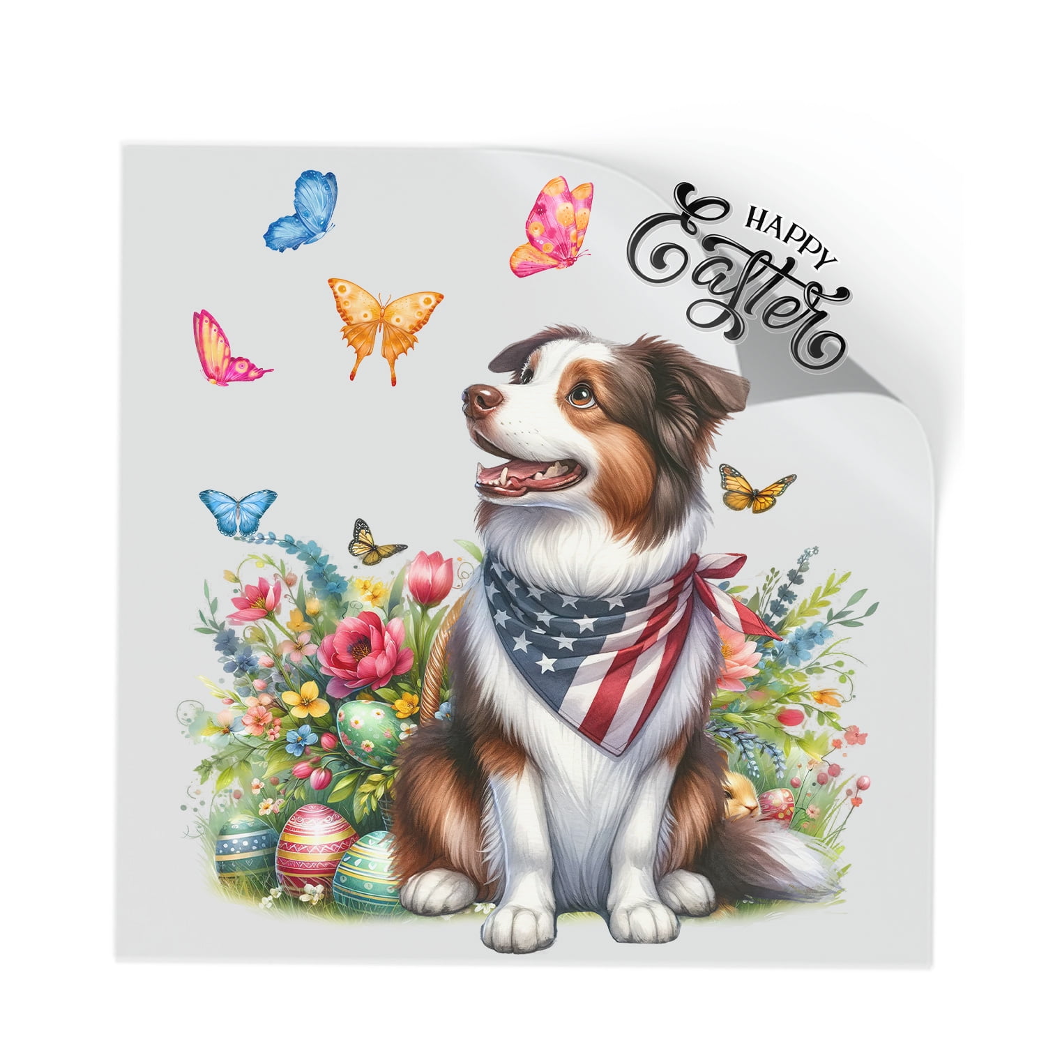 Border Collie Celebrates Spring and Enjoys a Happy Easter Cutout ...