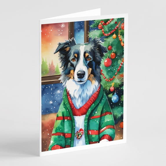 Border Collie Christmas Greeting Cards Pack of 8 7 in x 5 in