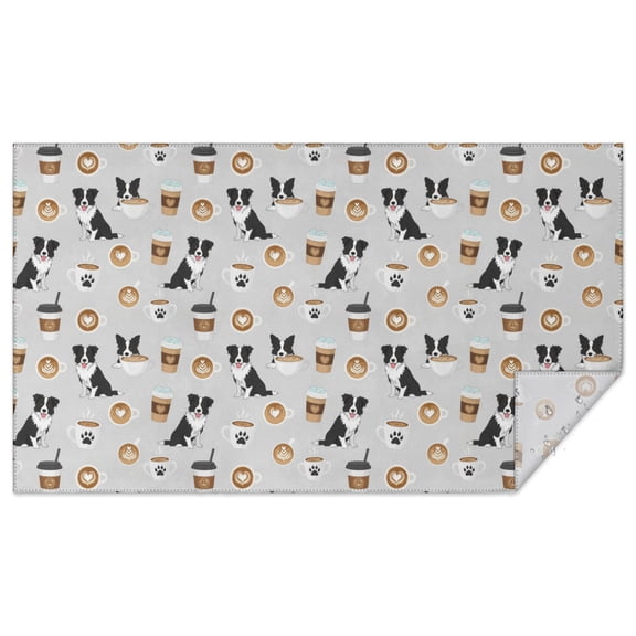 Border Collie Coffee Dog Pattern Rectangular Tablecloth 60x102 Inch, Waterproof Stain Resistant Decorative Table Cover for Dining, Party & Wedding