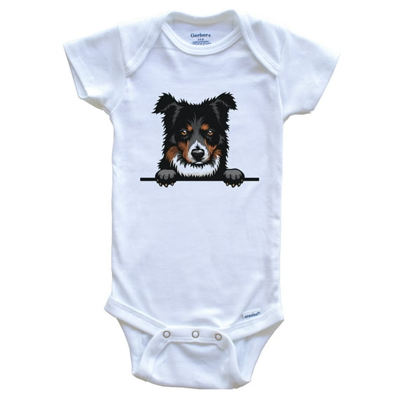 Border Collie Dog Breed Cute Baby Bodysuit, 3-6 months white