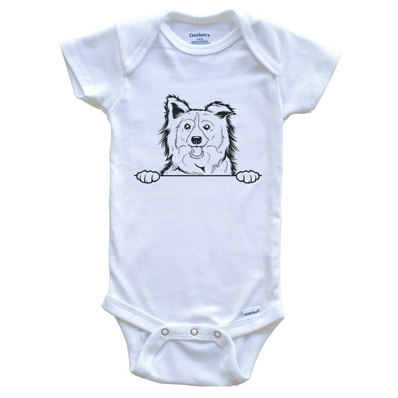 Border Collie Dog Breed Drawing Cute Baby Bodysuit, 0-3 months white