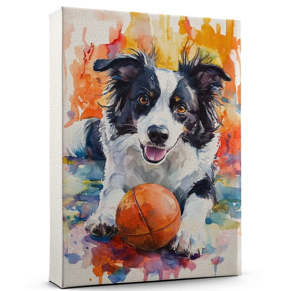Border Collie Dog Canvas American Football Canvas Funny Border Collie Dog Canvas Artwork, Funny Dog Wall Art for American Football Room or Pet Shop