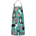 thumbnail image 1 of Border Collie Dog and Flower Florals Apron-Garden Aprons for Women with Pockets-Cotton Linen Waterproof Kitchen Cooking Gardening Aprons Adjustable for Kitchen,Cooking,BBQ and Salon 33x27 Inch, 1 of 4