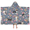 thumbnail image 1 of Border Collie Dog and Flower Florals Hooded Bath Towel，50"x30" for Ages 3 To 12 Kids, Quick Dry Lightweight Soft Microfiber Hood Beach Towel Cover Up for Kids, 1 of 7