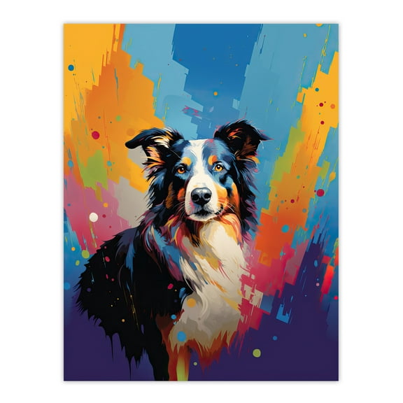 Border Collie Dog Lover Gift Pet Portrait Colourful Artwork Painting Unframed Wall Art Print Poster Home Decor Premium