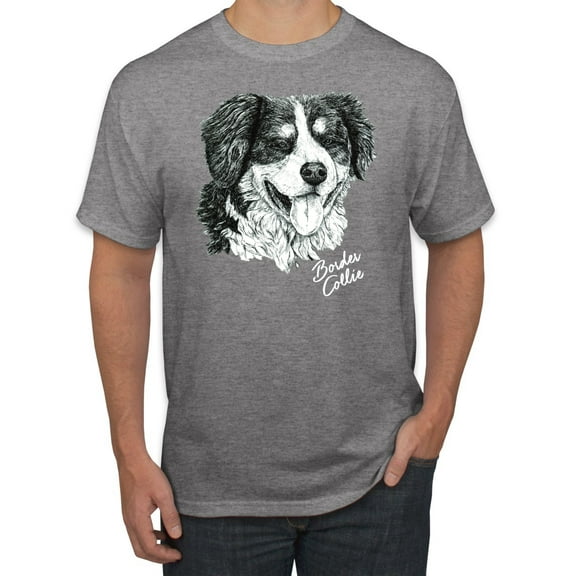 Border Collie Dog Lover Pet Owner Animal Lover Graphic T-Shirt, Heather Grey, 5XL