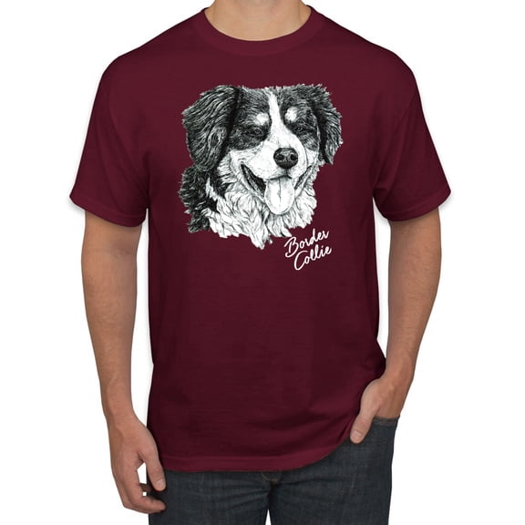 Border Collie Dog Lover Pet Owner Animal Lover Graphic T-Shirt, Maroon, X-Large