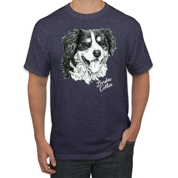 Border Collie Dog Lover Pet Owner Animal Lover Graphic T-Shirt, Vintage Heather Navy, Large