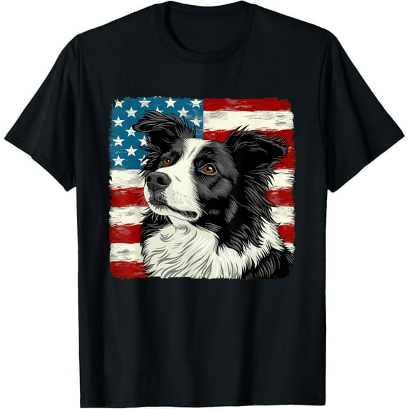 Border Collie Dog Patriotic 4Th Of July Gift Men Women T-Shirt Unisex S-5XL Hot Trending Shirt, Vintage Birthday Gift