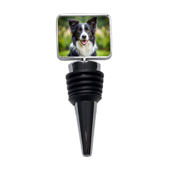 Border Collie Dog Photo Wine Bottle Stopper Cap Plug