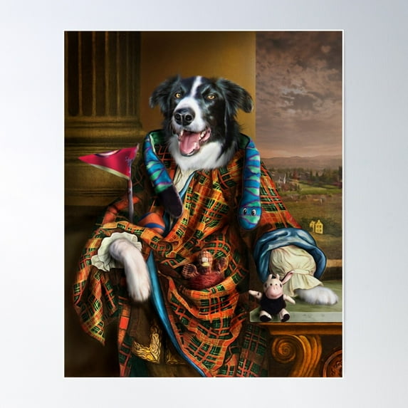 Border Collie Dog Portrait - Mic Poster Wall Art, Modern Wall Decor For Living Room Bedroom, 16x24 UNFRAMED