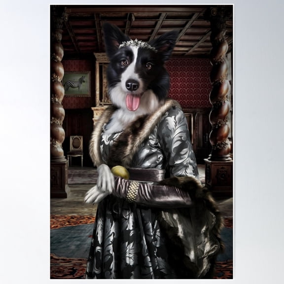 Border Collie Dog Portrait - Mini Poster Wall Art, Modern Wall Decor For Living Room Bedroom, 8x12 UNFRAMED