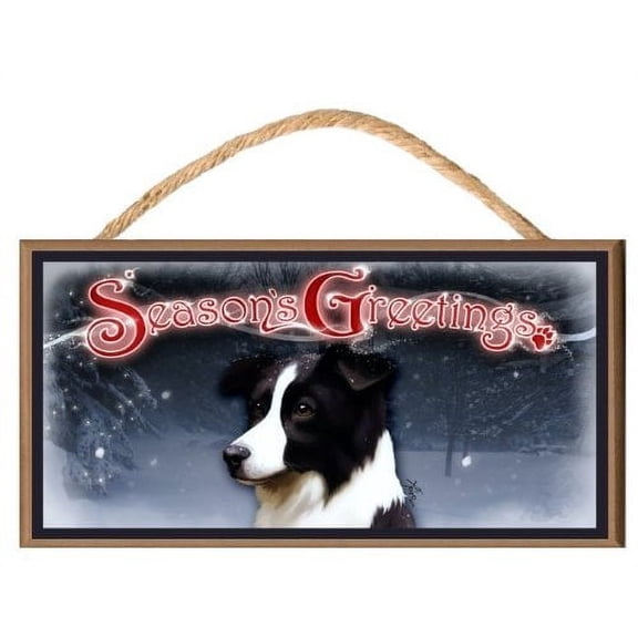 Border Collie Dog "Season's Greetings" Dog Sign / Plaque featuring the art of Scott Rogers