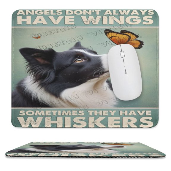 Border Collie Dog Style Anti-Slip Rubber Mousepad for Gaming Office Laptop Computer PC Men Women Kids, Cute Custom Pattern,Dog With Butterfly 10"x12"