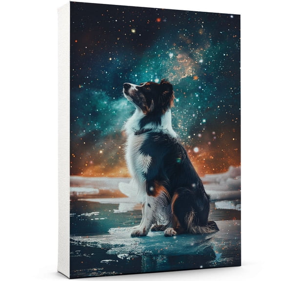 Border Collie Dog Wall Art, Dog with Space Starry Night : Pet Puppy Posters for Bedroom 8"x12" Funny Bathroom Wall Art Decor for dog lovers
