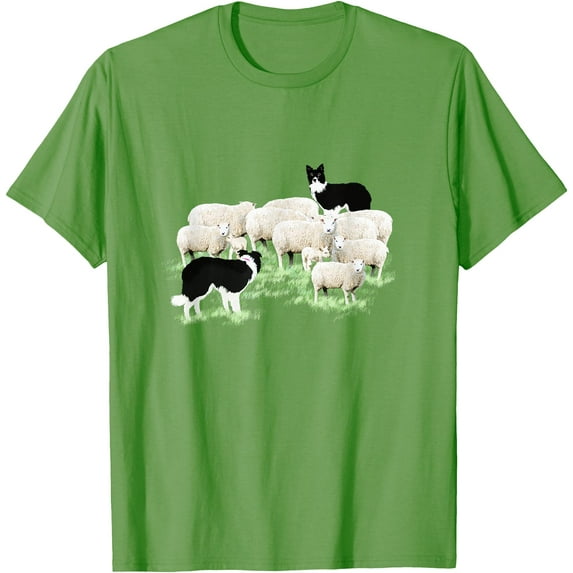 Border Collie Dogs Herding Sheep Softstyle Unisex T-Shirt,Lime Color,Size 5-6T