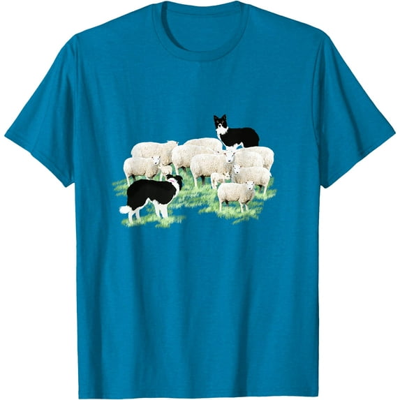 Border Collie Dogs Herding Sheep Softstyle Unisex T-Shirt,Sapphire Color,Size 3XL