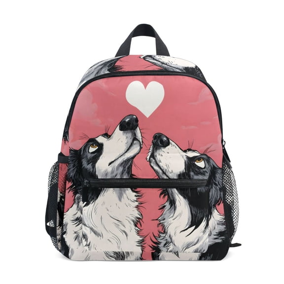Border Collie Dogs Mini Backpack Cute Small Backpack with Chest Strap and Whistle Ages 3-8